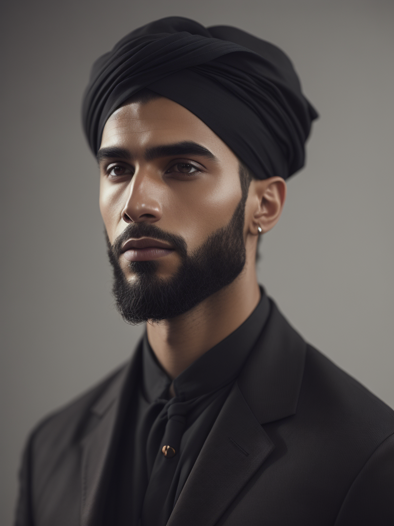 a man in a black dress and a turban