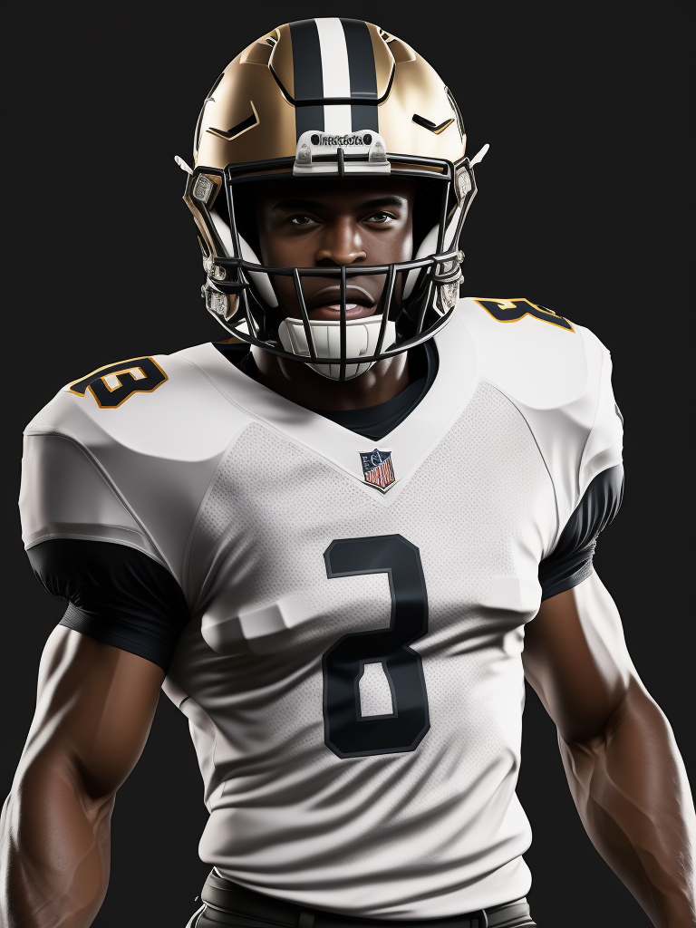 American football player, unbranded white uniform, no number, black background, dark atmosphere