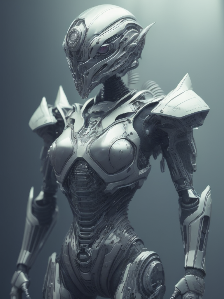 Alien biomechanic, full body cinematic style digital art render with mechanical and futuristic details