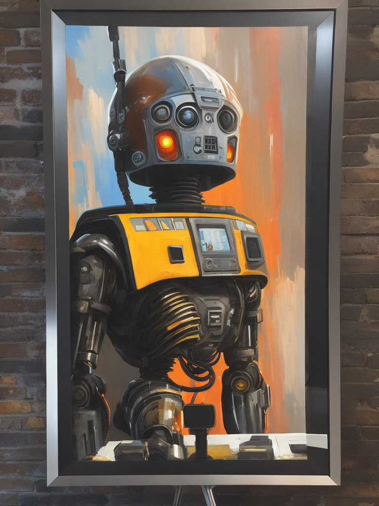 A robot painting on a canvas