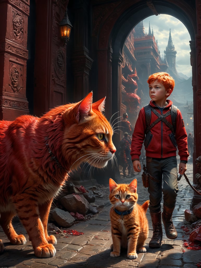 Рижий кіт і хлопчик