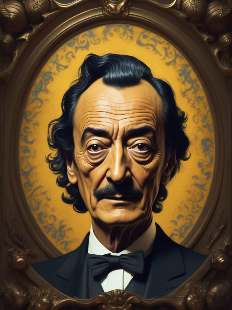 Salvador dali's portrait in vibrant colour using his painting style