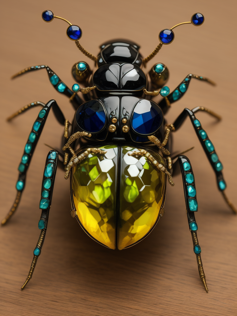 Beetle brooch made from various gems