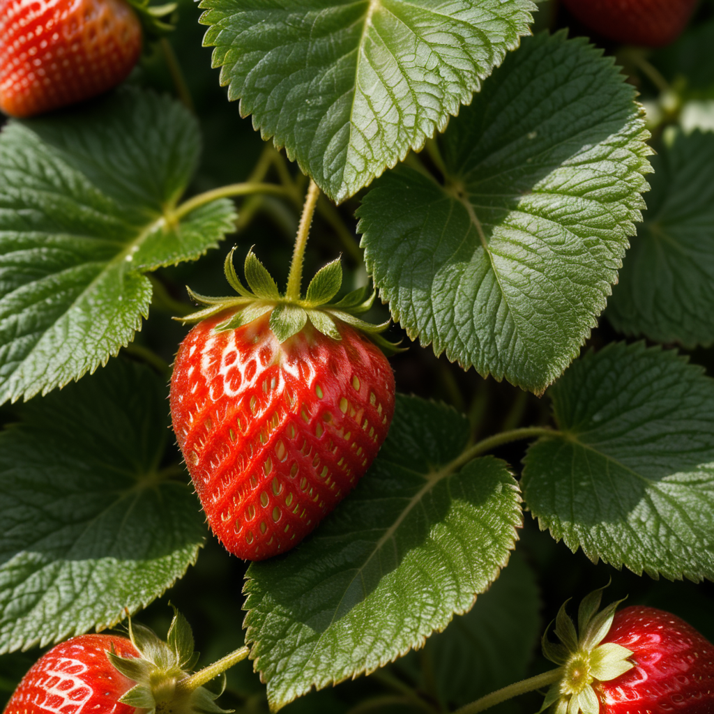 close up Strawberry Leaf on white background , clear, isolated, white background