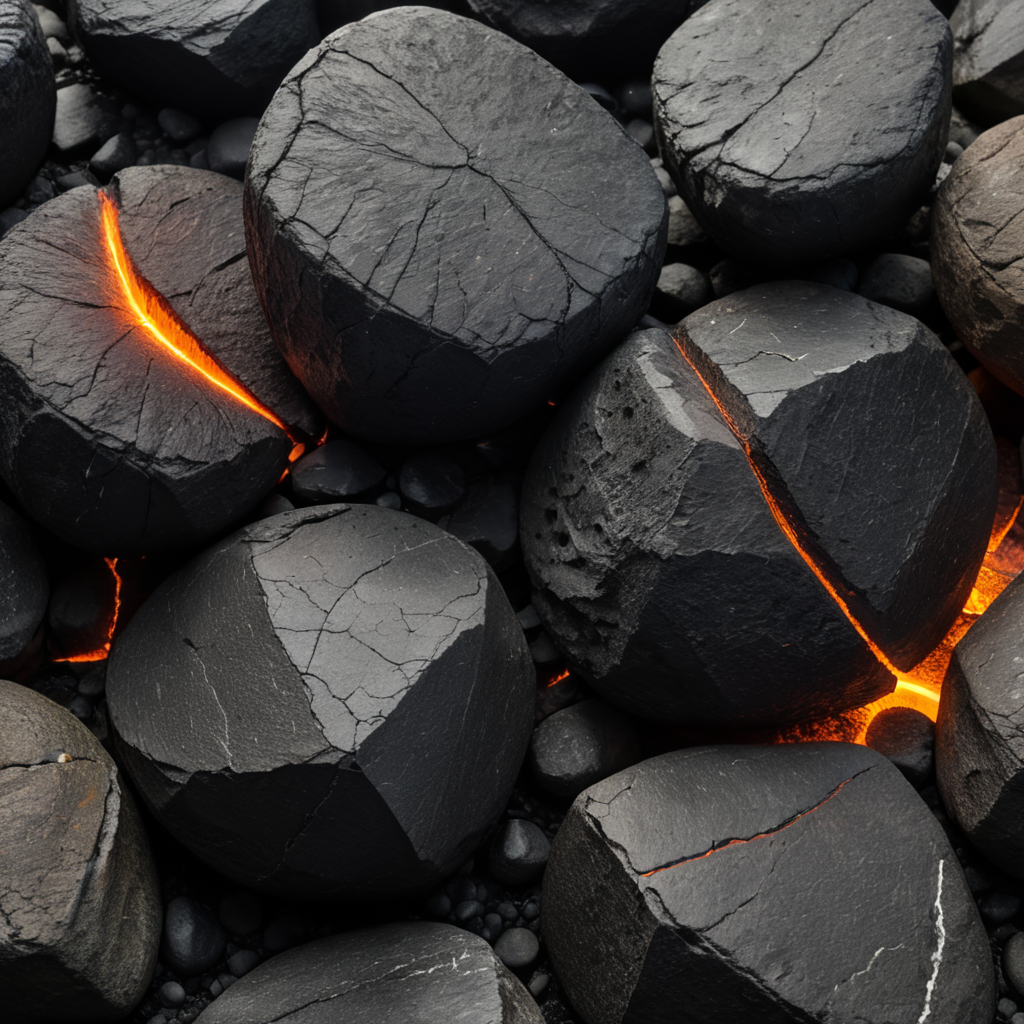 3d Rendered lava cracked black Rock Texture realistic