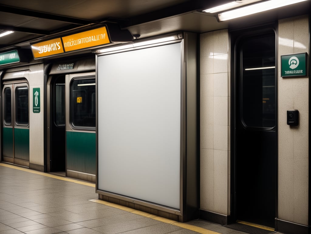 subway blank white billboard, mockup, mock up