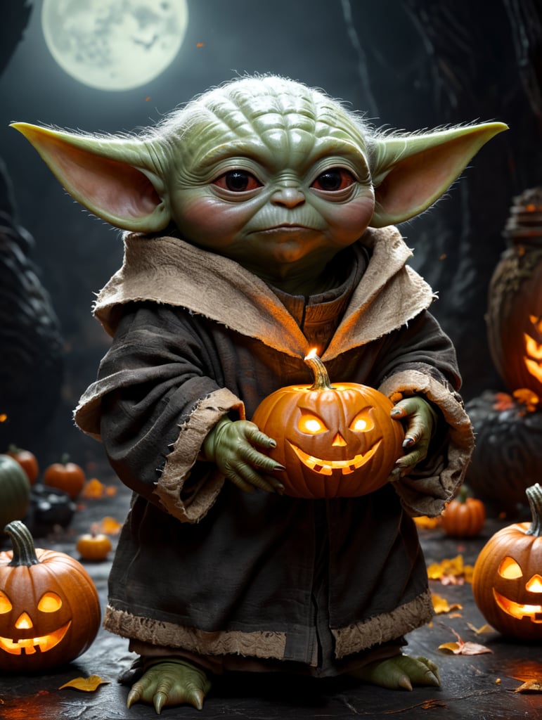 Grogu (baby Yoda) in halloween style