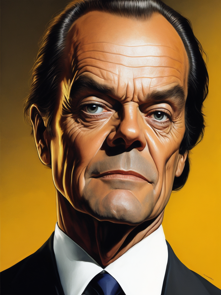 Jack Nicholson, Hero portrait, Illustration, Painting, Comic, Acrylic, Gouache, Ink, Cover, Art, UK, style of Glenn Fabry