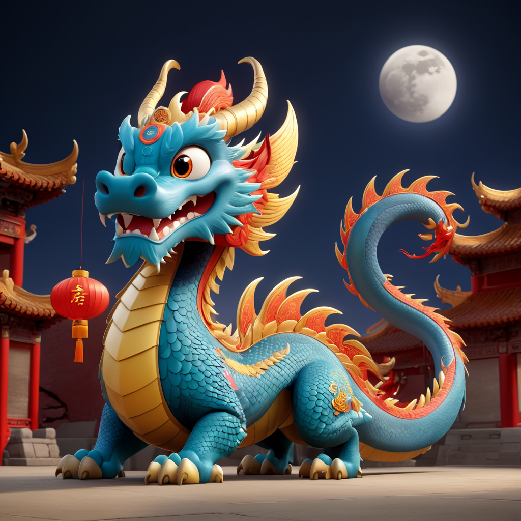 3d render of lunar Dragon, chinese, lunar year