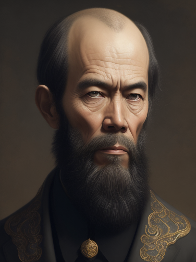 Portrait of Fyodor Dostoevsky, painting, china, style of Liu Ye