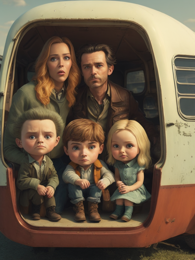 A redneck family in a trailer park by mark ryden, soft palette, trending on artstation