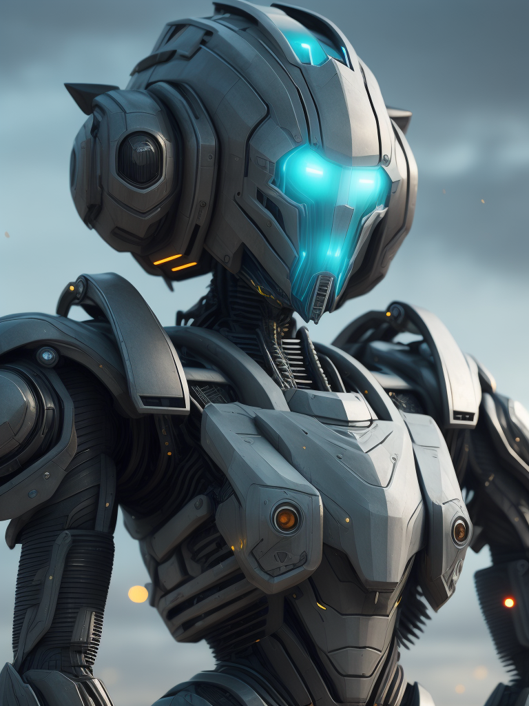 Girl iced robot in height