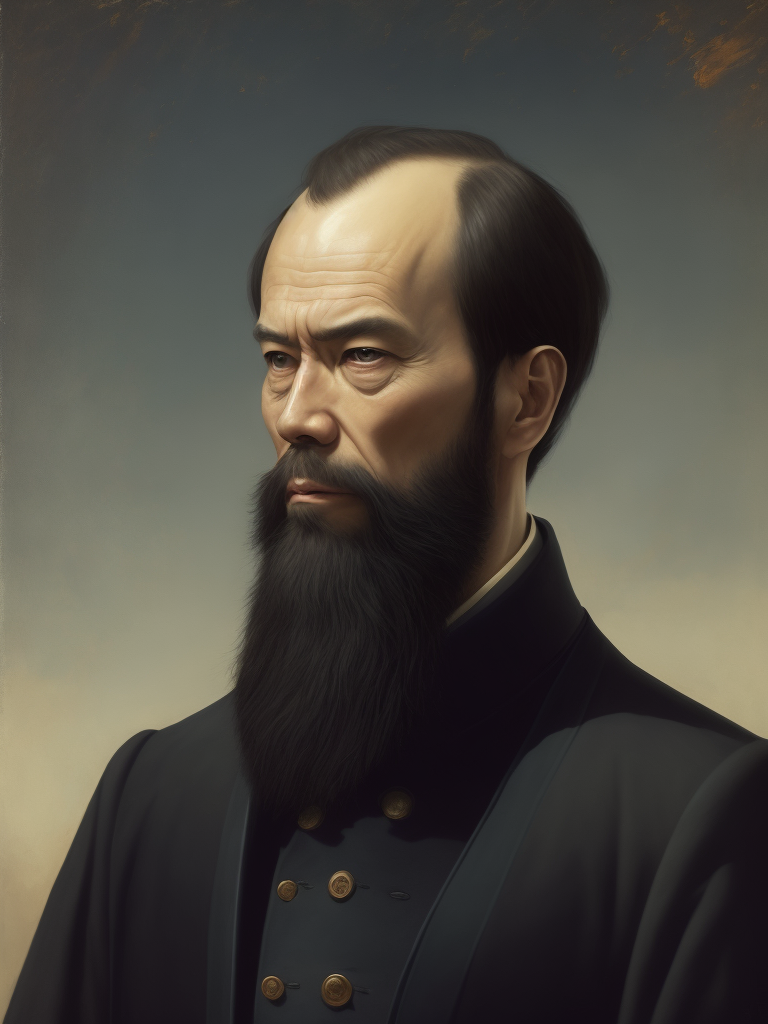 Portrait of Fyodor Dostoevsky, painting, china, style of Liu Ye