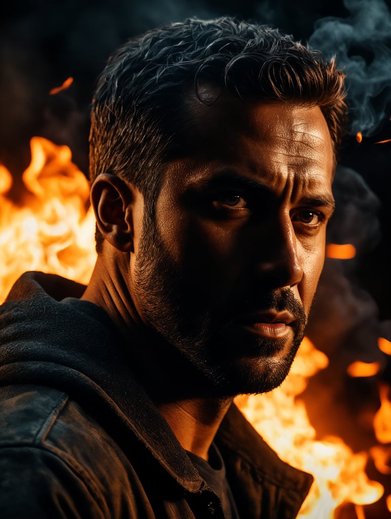 homem pegando fogo