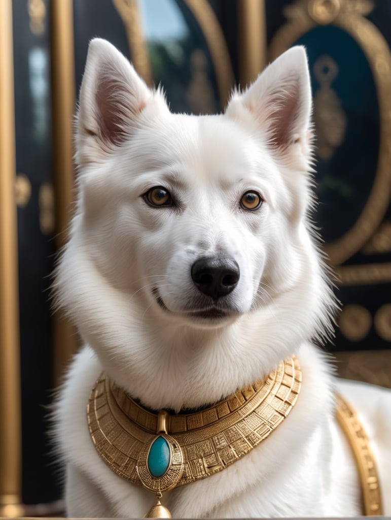 Egyptian goddess white Japanese Spitz like anubis