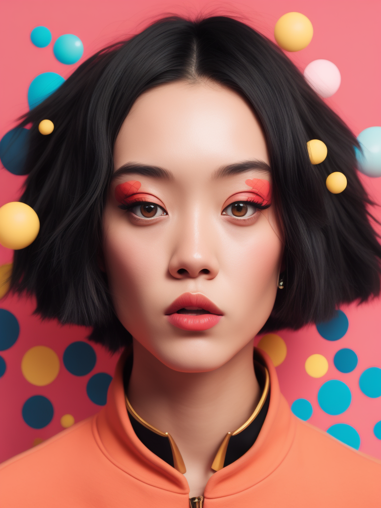 Animated Anime Character illustration by Jimmy Marble and Takashi Murakami on pink background