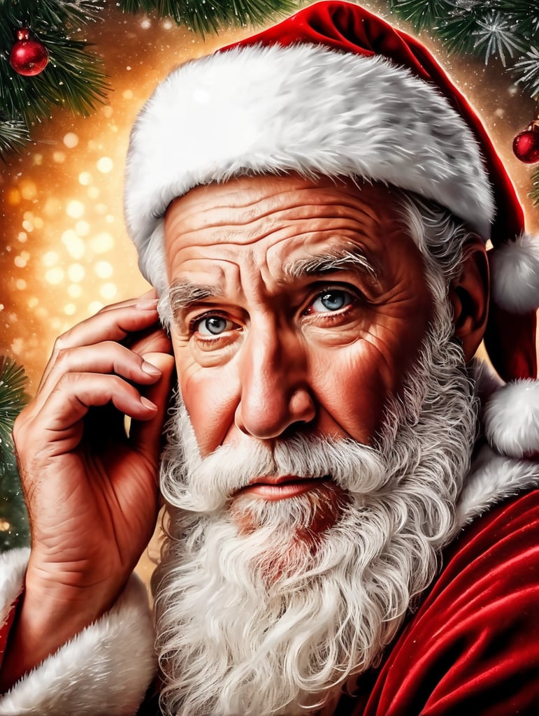 This artwork of the Santa Clause by George Wilson is an eye-catching poster-style drawing and illustration representing the iconic pulp style.