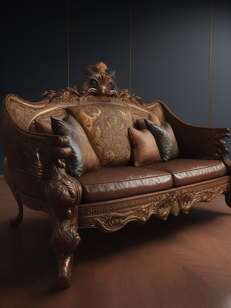 deep carved sofa, deep atmosphere, Chinese style, sharp on details