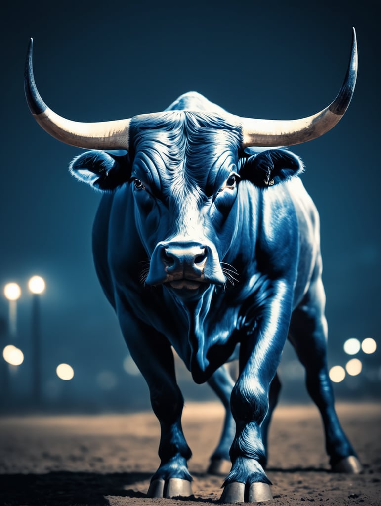 Premium Free ai Images | american bull strong in the night with blue tone