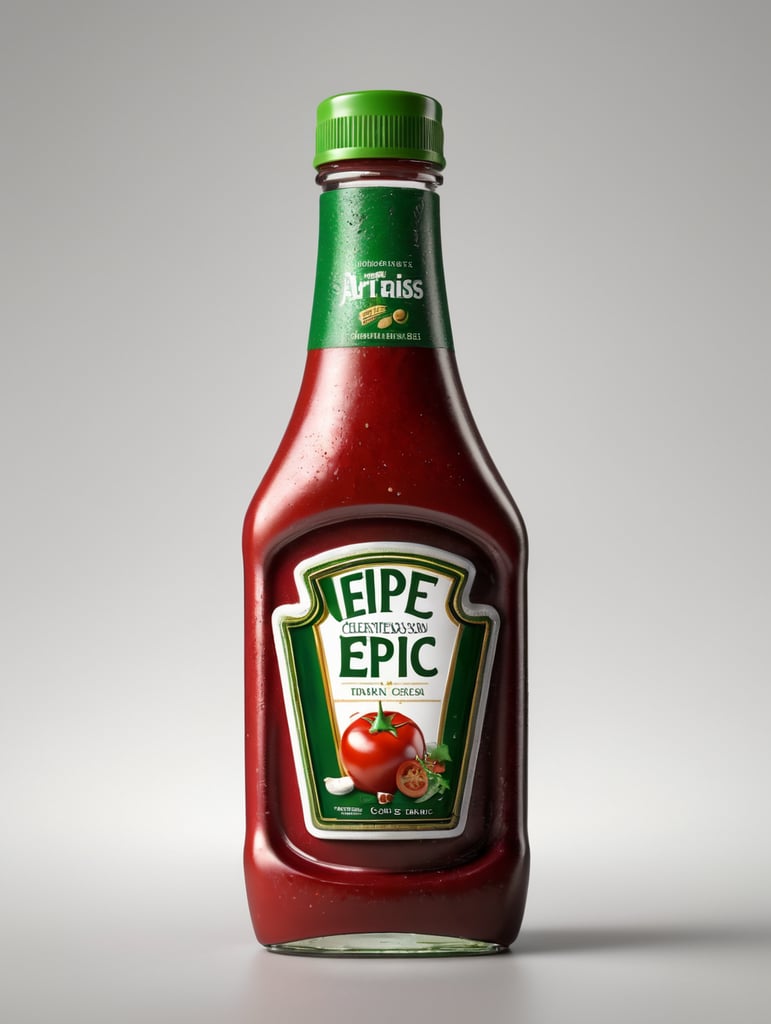 ketchup bottle, green cap, isolated, white background