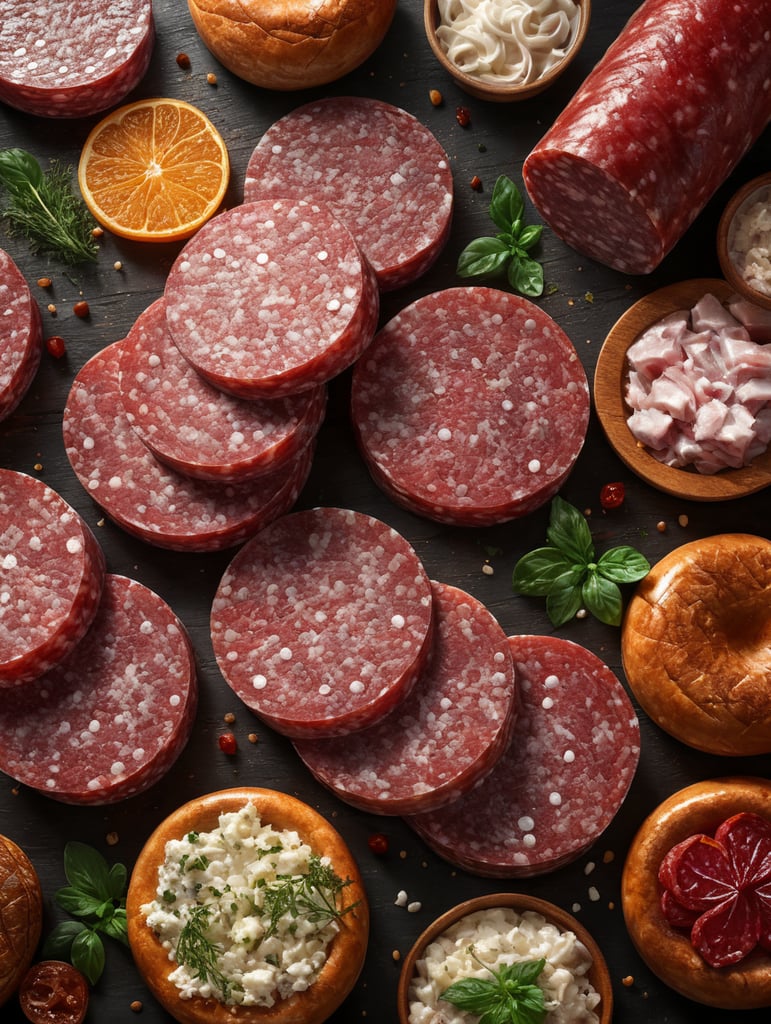 Photo delicious pieces of salami