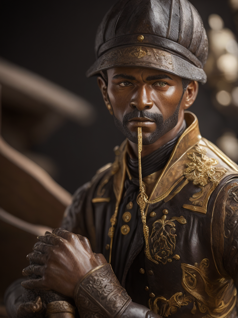 made from a black bread pirate statuette, sharp on details