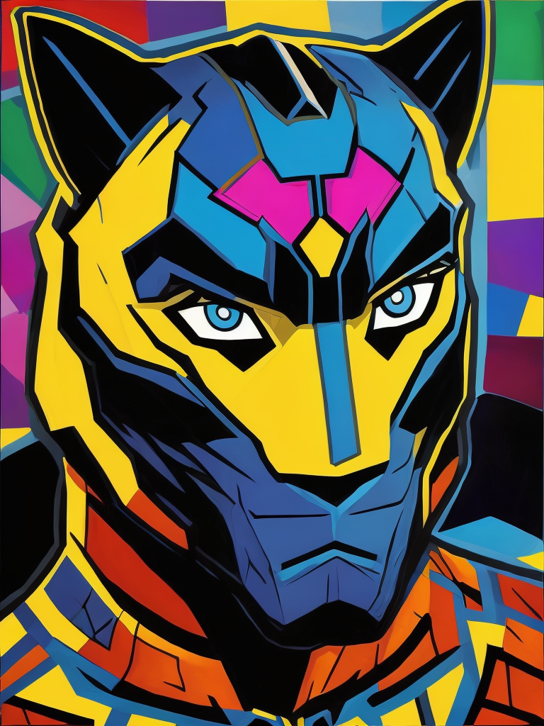 Ryan Gosling black panther, style of Romero Britto, Painting, Acrylic, Pop-Art, Brazil