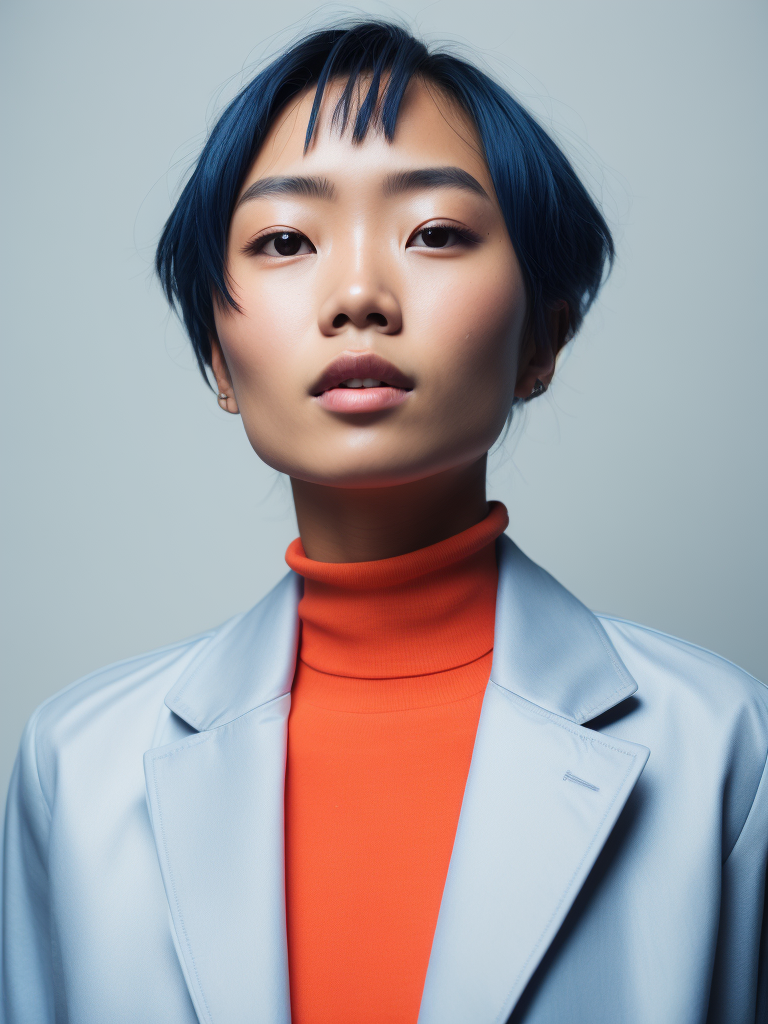 Asian girl in a blue jacket