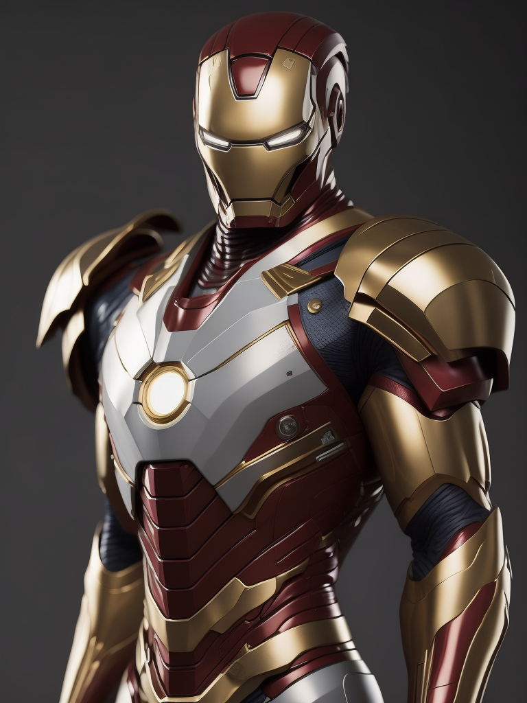 Marvel Ironman made of azulejo's white, red and blue, gold details, rococo style, sculpture statue porcelain white and gold marble, Intricate detail, Middle shot portrait, ultra high details, large eyes, Cinematic lighting, ultra high definition, art station, Smooth, sharp focus, Photorealism, Photography, Realistic Detail, Depth of field, 8k, Full HD, 3d, Super resolution, octane render, Long exposure, unreal engine.