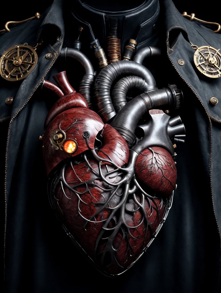 human heart made by a skilled craftsman in medieval steampunk style