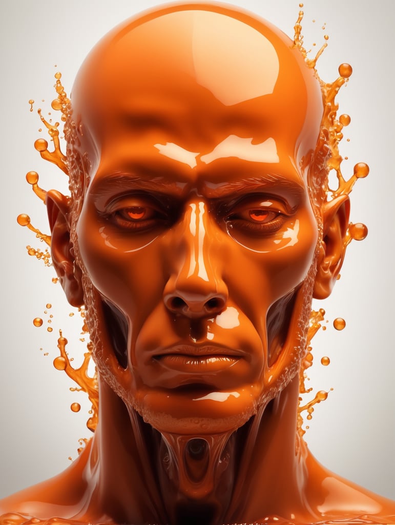 The human body is enveloped in an orange liquid substance, a powerful substance called D3O.