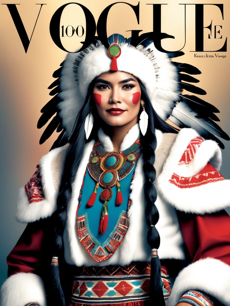 Happy New Year 2024, Native American Santa on the cover of Vogue