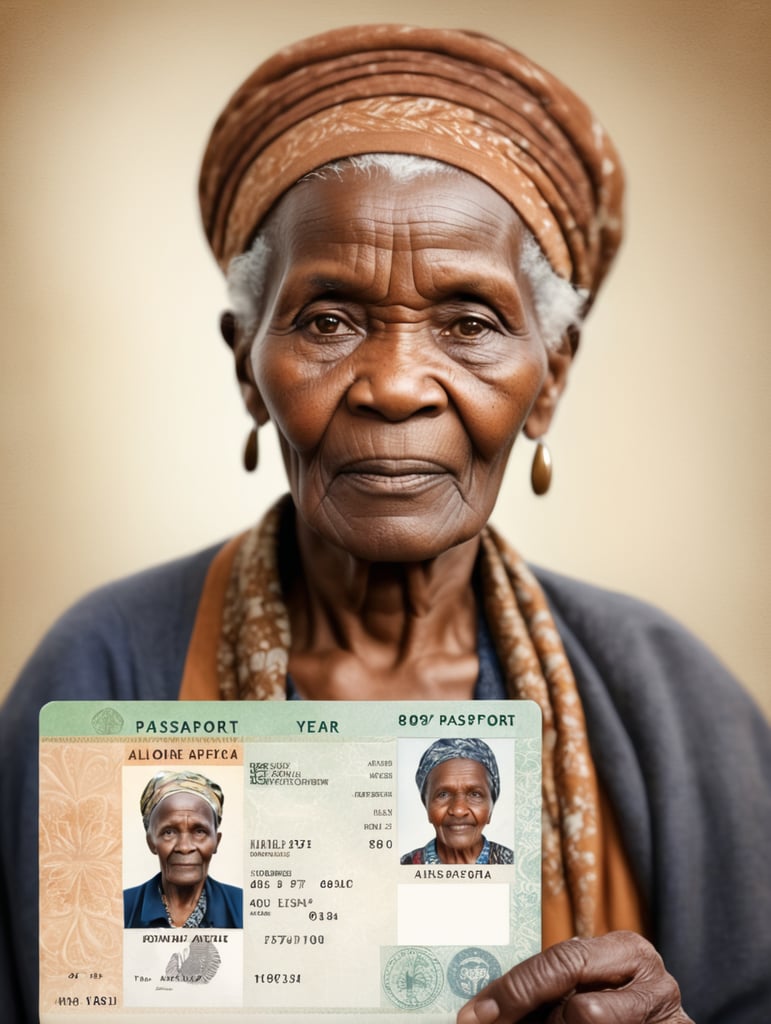 An African old women (just a passport image ) of almost 80 year , with a blur background