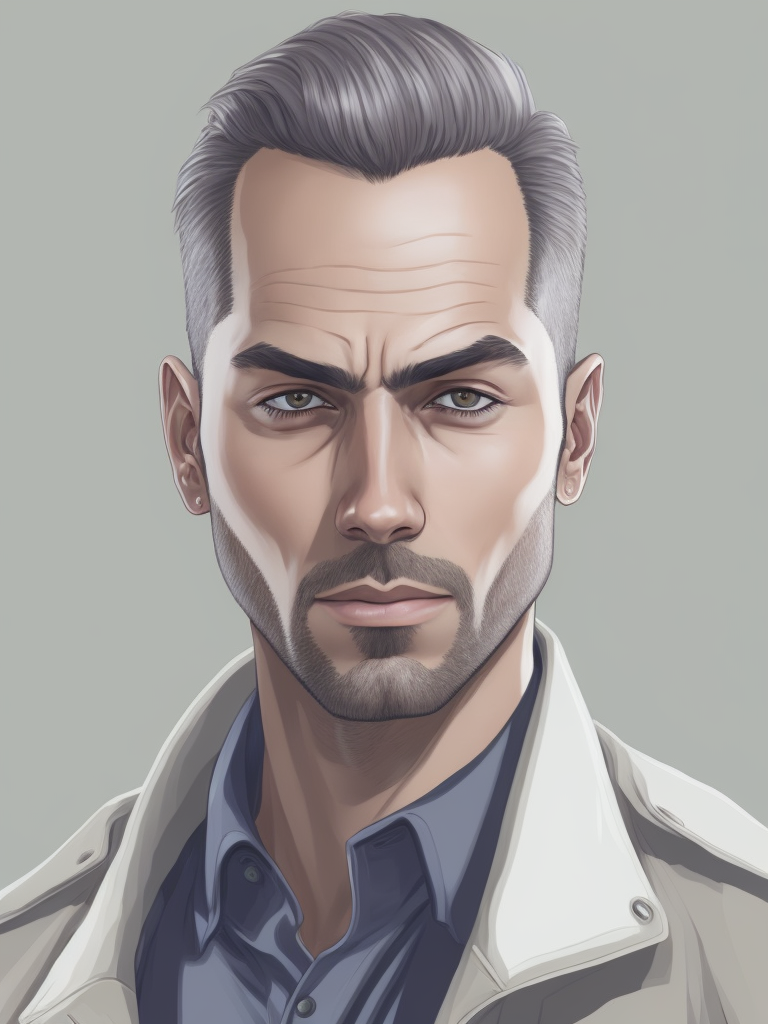 Portrait of a Man from GTA Game, vector art, flat colors