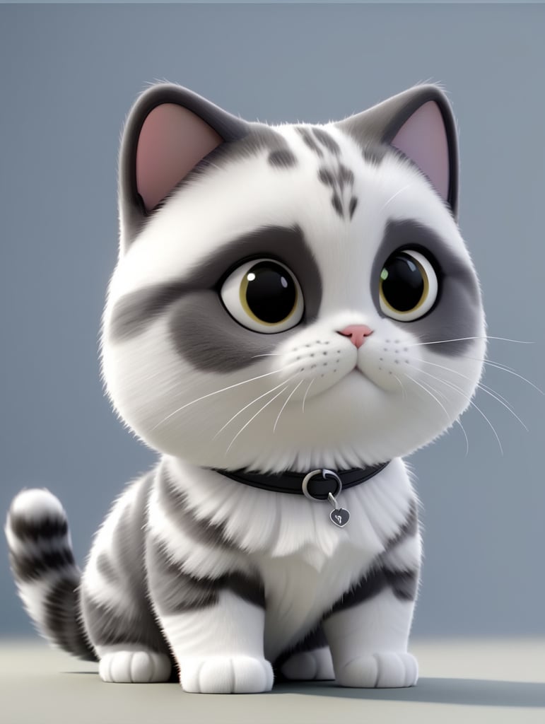 Black white gray cat.Scottish Fold