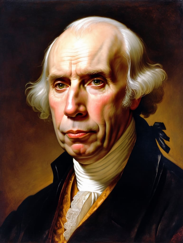 Portrait of James Madison by Rembrandt Harmenszoon van Rijn, sad face, America, so sorry