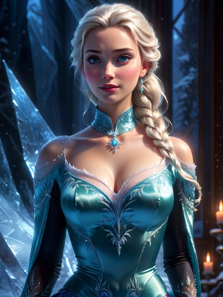 elsa from frozen in a ((((satin blouse))))