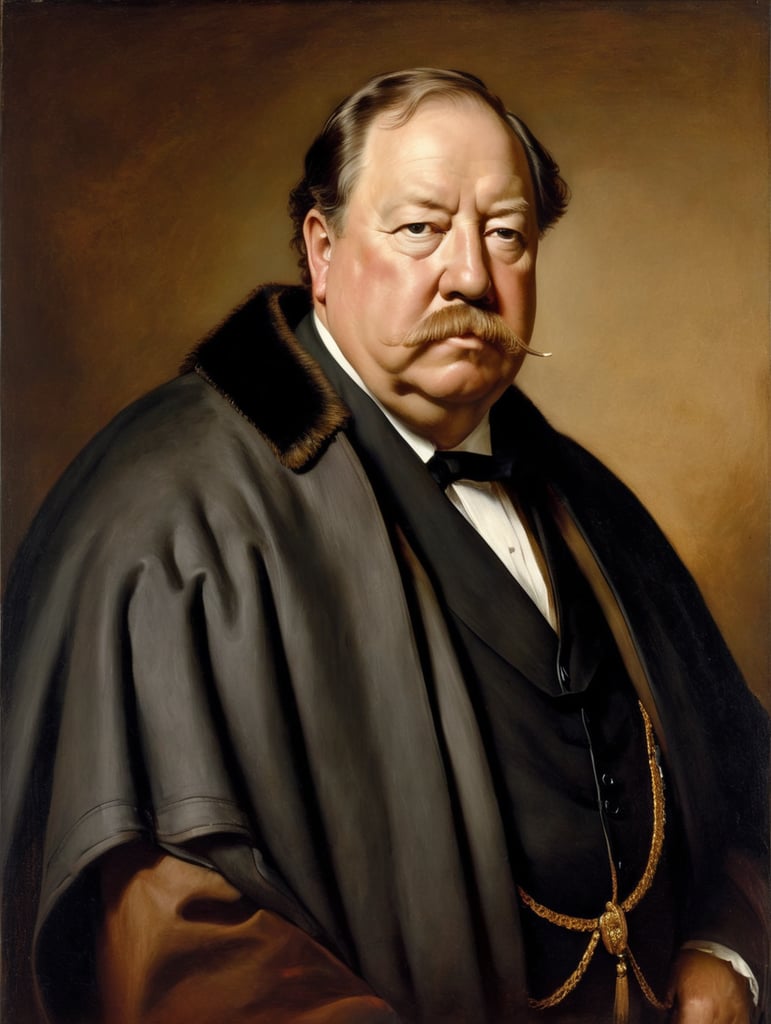 Portrait of William Howard Taft by Rembrandt Harmenszoon van Rijn, sad face, America, so sorry