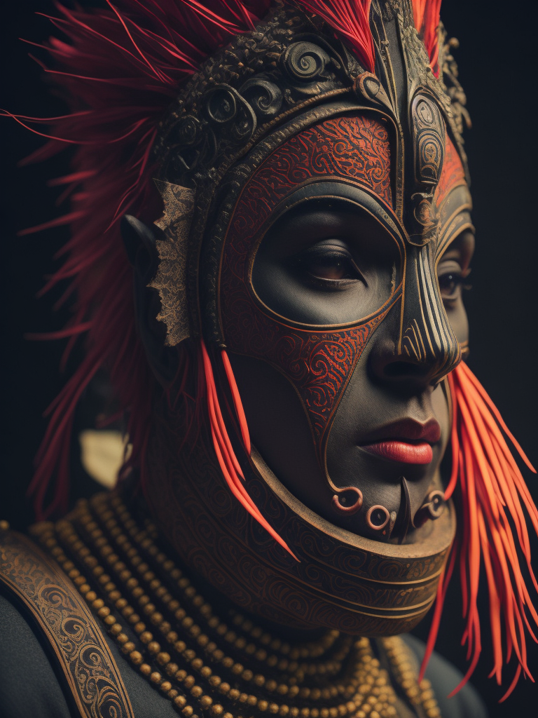 wooden maori mask, traditional mask, red bead, crisp, ancestors, bronze, forward-facing, cultural heritage, oba