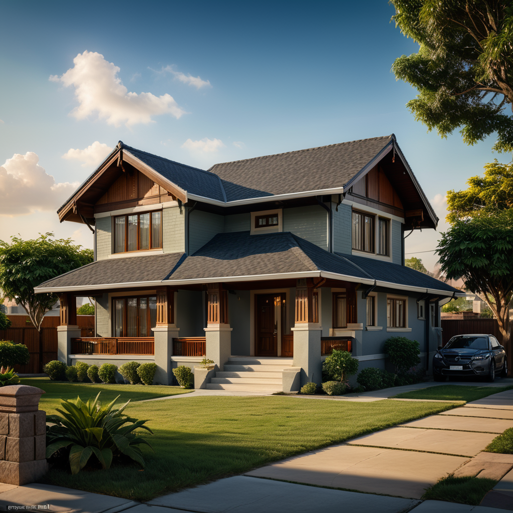 Advanced 2 floor architectural bunglow, situated in row house,slab, no roof, real life colour combination, highly detailed advanced exterior, highly detailed 3d elevation, real life day time, ultra realistic, photorealistic, 32k, UHD.