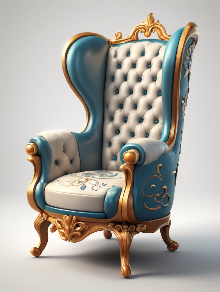 Beauty armchair, concept art by a senior artist, 3D Style, game, stylized cartoon, isolated on white, Inspired by trends, detailed painting, mobile, playrix, mobile
