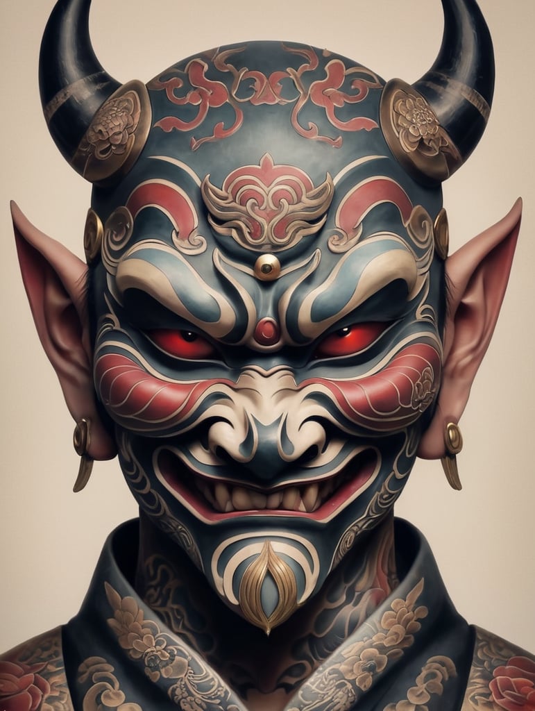 Hanya mask tattoo Japanese