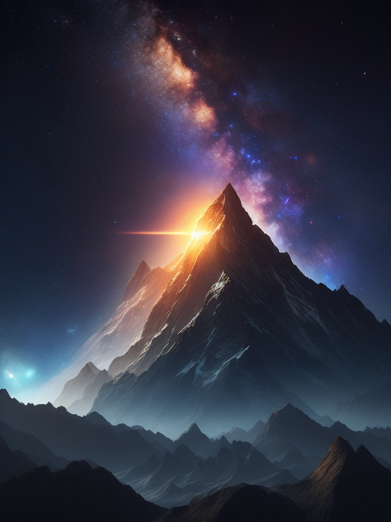 amazing mountains in space with stars