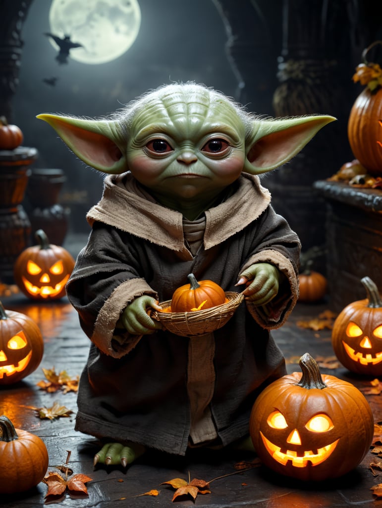 Grogu (baby Yoda) in halloween style