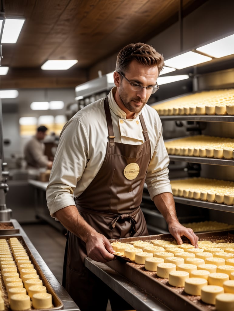 a person made of butter running a chocolate factory