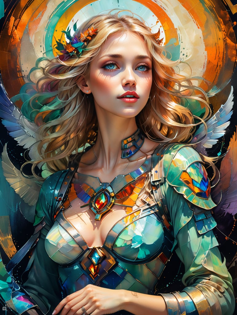 Angel of joy Haniel Liberty Stained glass Tiffany style portrait blonde hair