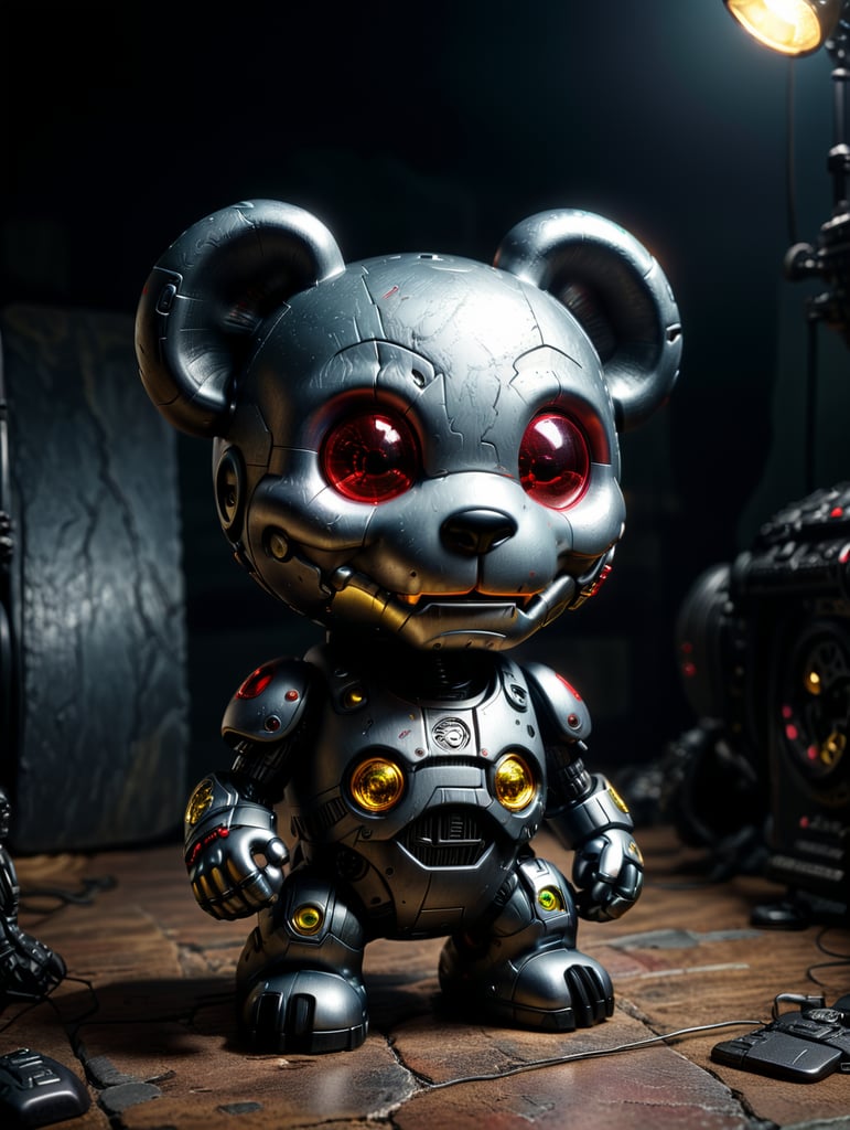 create 3d image toy munny kidrobot with different characteristics, head, hands, feet, multiple sides 360 degrees, render, hyper realistic, 4 k, photography.