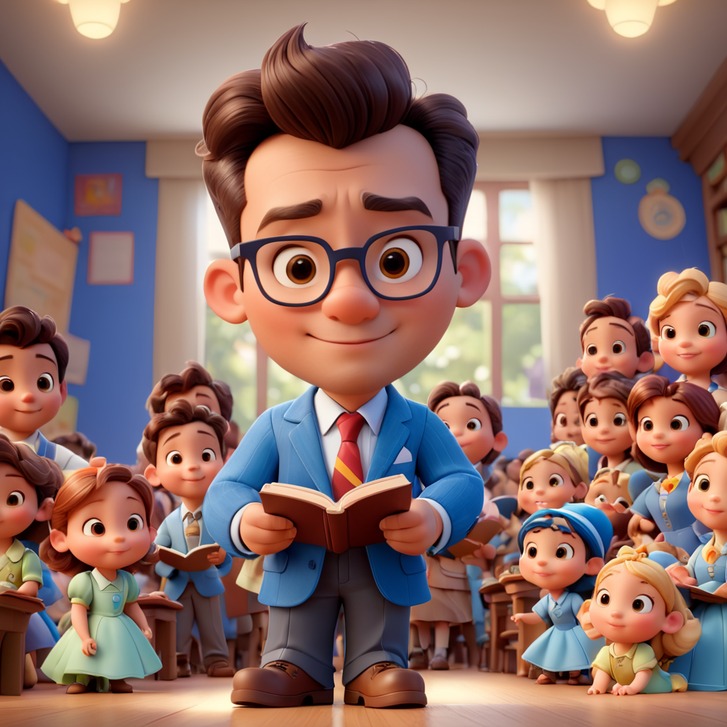 3d Male teacher, Disney Pixar style