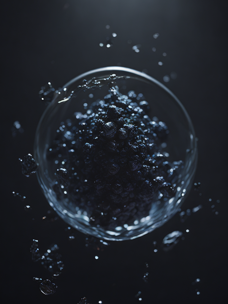 dark alien matter, black matter, organic drop, mystery, deep atmosphere, close focus on the drop, macro photography