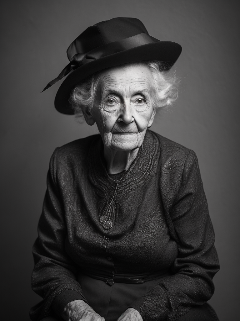 Portrait of an elderly woman in a black dress, Photography, Portrait, B , France, style of Eugène Atget